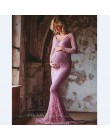 Piękna seksowna suknia do sesji ciążowej koronkowa na długi rękaw z odkrytymi ramionami z dekoltem modna