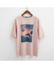 2019 koreański Harajuku w stylu Vintage wydrukowano z krótkim rękawem T Shirt kobiety lato Casual luźna koszulka Femme Streetwea