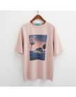 2019 koreański Harajuku w stylu Vintage wydrukowano z krótkim rękawem T Shirt kobiety lato Casual luźna koszulka Femme Streetwea
