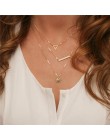 Hot moda złoty kolor wielowarstwowe monety frędzle lasso Bar naszyjniki koraliki Choker Feather wisiorki naszyjniki dla kobiet B