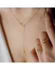 Złoty choker naszyjnik dla kobiet długi księżyc Tassel wisiorek łańcuch naszyjniki i wisiorki koronki aksamitne chokers biżuteri
