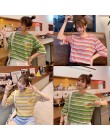 2019 lato kobiet dorywczo luźne paski drukowane koszulki Ulzzang Harajuku dziewczyny z krótkim rękawem wygodne student tee topy