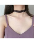 Elastyczne Chokers naszyjniki dla kobiet czarny koronki Hollow kwiat krótkie obojczyka Collares biżuteria Gothic Bijoux Steampun