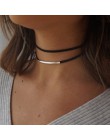 2019 nowy hollow wzory aksamitne Chokers naszyjnik czarny skórzany Rope Chain warstwa choker biżuteria w stylu Vintage dla kobie