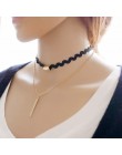 2019 nowy hollow wzory aksamitne Chokers naszyjnik czarny skórzany Rope Chain warstwa choker biżuteria w stylu Vintage dla kobie