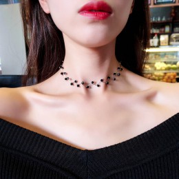 2018 nowości Hot moda czarny kryształ naszyjnik momenty Bijoux prosty krzyż Strand zroszony Chokers naszyjniki kobiety biżuteria