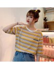 2019 lato kobiet dorywczo luźne paski drukowane koszulki Ulzzang Harajuku dziewczyny z krótkim rękawem wygodne student tee topy
