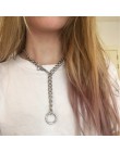 60 cm fajne ręcznie srebrny choker łańcuszek naszyjnik dla kobiet mężczyzn dziewczyny Punk Gothic metalowy kołnierz z O okrągły