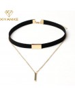 XIYANIKE nowy czarny aksamitny choker naszyjnik złoty łańcuch Bar Chokers naszyjnik dla kobiet collares mujer collier ras du cou