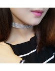 Naszyjnik typu choker ze strasami naszyjnik kobiety akcesoria ślubne srebrny łańcuch Punk Gothic Chokers biżuteria Collier Femme