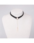 XIYANIKE nowy czarny aksamitny choker naszyjnik złoty łańcuch Bar Chokers naszyjnik dla kobiet collares mujer collier ras du cou