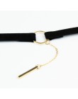 Wisiorek Choker naszyjnik czarny aksamitna pas pasek Tassel łańcuchy kobiety biżuteria w stylu Vintage okrągły Choker naszyjnik 