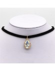 2018 Hot moda momenty Bijoux czysty czarny aksamit skórzany kropla wody wisiorek Maxi komunikat Chokers naszyjnik dla kobiet biż