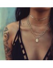 W stylu Vintage wielowarstwowe złote naszyjniki dla kobiet Kolye moda księżyc gwiazda kryształ Chain naszyjniki i wisiorki Boho 