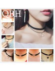 Nowy Gothic Punk Harajuku Choker naszyjnik skórzany czarny aksamitny zamsz Steampunk momenty biżuteria trójkąt miłość serce gwia