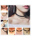 Nowy Gothic Punk Harajuku Choker naszyjnik skórzany czarny aksamitny zamsz Steampunk momenty biżuteria trójkąt miłość serce gwia