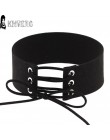 Bijoux Sexy Harajuku Lace Up kobiety biżuteria Punk Gothic Choker naszyjnik w stylu Vintage aksamitna skóra Collares Anime naszy