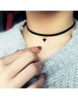 Nowy Gothic Punk Harajuku Choker naszyjnik skórzany czarny aksamitny zamsz Steampunk momenty biżuteria trójkąt miłość serce gwia