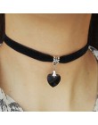 Nowy Gothic Punk Harajuku Choker naszyjnik skórzany czarny aksamitny zamsz Steampunk momenty biżuteria trójkąt miłość serce gwia