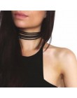 Nowy Gothic Punk Harajuku Choker naszyjnik skórzany czarny aksamitny zamsz Steampunk momenty biżuteria trójkąt miłość serce gwia