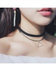 Nowy Gothic Punk Harajuku Choker naszyjnik skórzany czarny aksamitny zamsz Steampunk momenty biżuteria trójkąt miłość serce gwia