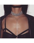 Gorący sprzedawanie Rhinestone Choker luksusowe kryształowy kamień naszyjnik brokat kołnierz Chocker moda naszyjnik długi łańcuc