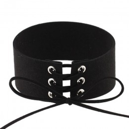 Bijoux Sexy Harajuku Lace Up kobiety biżuteria Punk Gothic Choker naszyjnik w stylu Vintage aksamitna skóra Collares Anime naszy