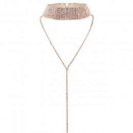 Gorący sprzedawanie Rhinestone Choker luksusowe kryształowy kamień naszyjnik brokat kołnierz Chocker moda naszyjnik długi łańcuc