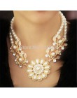 Hurtownie luksusowe symulowane pearl chain kryształowa ozdoba kwiatowa choker naszyjnik koralik pracy biżuteria dla kobiet