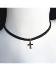 Moda urok biżuterii kobiety gotycki czarny koronki aksamitny choker naszyjnik miłość krzyż naszyjniki i wisiorki dla kobiet prez
