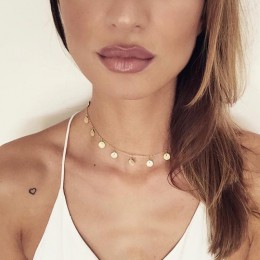 Moda złoty kolor cekiny monety Tassel Choker naszyjnik dla kobiet naszyjnik damski biżuteria colares