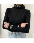 Kobiet T koszula z długim rękawem Harajuku Kawaii list topy Tee kobiet Ulzzang mody koszulka z golfem w stylu Preppy Slim Tshirt