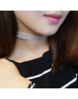 Nowy choker z kryształem strasem naszyjnik kobiety akcesoria ślubne srebrny łańcuch Punk Gothic Chokers biżuteria Collier Femme