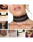 90 inspirowane Gothic Lolita Punk Choker naszyjnik czarny aksamitny zamsz koronki kwiat Steampunk momenty biżuteria oświadczenie