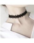 Nowy Gothic czarne koronkowe skórzane aksamitne tatuaż Choker naszyjniki dla kobiet kołnierz strona biżuteria akcesoria szyi Cho