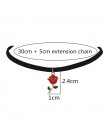 Hot moda Retro czerwone róże wisiorki Collares Collier czarna aksamitna skóra Chokers naszyjniki dla kobiet biżuteria 2018 New A