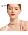 Choker szeroki naszyjnik Imitacja białej perły modny elegancki biały perły