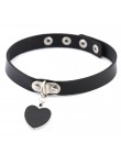 Czarne serce Choker naszyjniki dla kobiet Trendy Goth choker Punk obroża ze sztucznej skóry akcesoria gotycki festiwal biżuteria