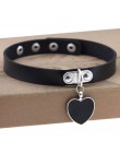 Czarne serce Choker naszyjniki dla kobiet Trendy Goth choker Punk obroża ze sztucznej skóry akcesoria gotycki festiwal biżuteria