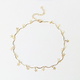LWONG delicje Gold kolor łańcuch Tiny gwiazda Choker naszyjnik dla kobiet Bijou naszyjniki wisiorki proste Boho warstwy Chokers 