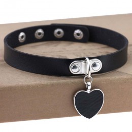 Czarne serce Choker naszyjniki dla kobiet Trendy Goth choker Punk obroża ze sztucznej skóry akcesoria gotycki festiwal biżuteria