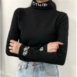 Kobiet T koszula z długim rękawem Harajuku Kawaii list topy Tee kobiet Ulzzang mody koszulka z golfem w stylu Preppy Slim Tshirt