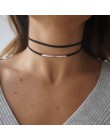 2019 nowych moda do gięcia rur aksamitny choker naszyjnik podwójna warstwa styl moment obrotowy czarne krótkie skórzane naszyjni