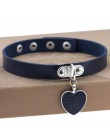 Czarne serce Choker naszyjniki dla kobiet Trendy Goth choker Punk obroża ze sztucznej skóry akcesoria gotycki festiwal biżuteria