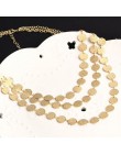 Bijoux Femme Collier złoto srebro kolor wielowarstwowe cekiny komunikat Bib Chokers naszyjniki kobiety Choker Boho biżuteria Kol