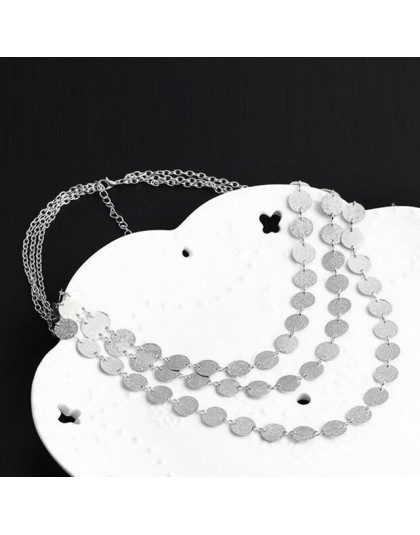 Bijoux Femme Collier złoto srebro kolor wielowarstwowe cekiny komunikat Bib Chokers naszyjniki kobiety Choker Boho biżuteria Kol