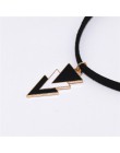2018 moda Collares Collier trzy warstwy czarny biały trójkąty wisiorki aksamitna skóra Chokers naszyjniki dla kobiet biżuteria