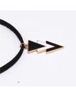 2018 moda Collares Collier trzy warstwy czarny biały trójkąty wisiorki aksamitna skóra Chokers naszyjniki dla kobiet biżuteria