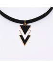 2018 moda Collares Collier trzy warstwy czarny biały trójkąty wisiorki aksamitna skóra Chokers naszyjniki dla kobiet biżuteria