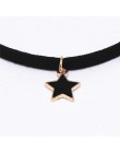 2018 New Arrivals moda Collares Collier czarna aksamitna skóra pięcioramienna gwiazda wisiorki Chokers naszyjniki dla kobiet biż